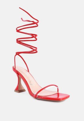 Womens Biten Berry Spool Heel Lace Up Sandals