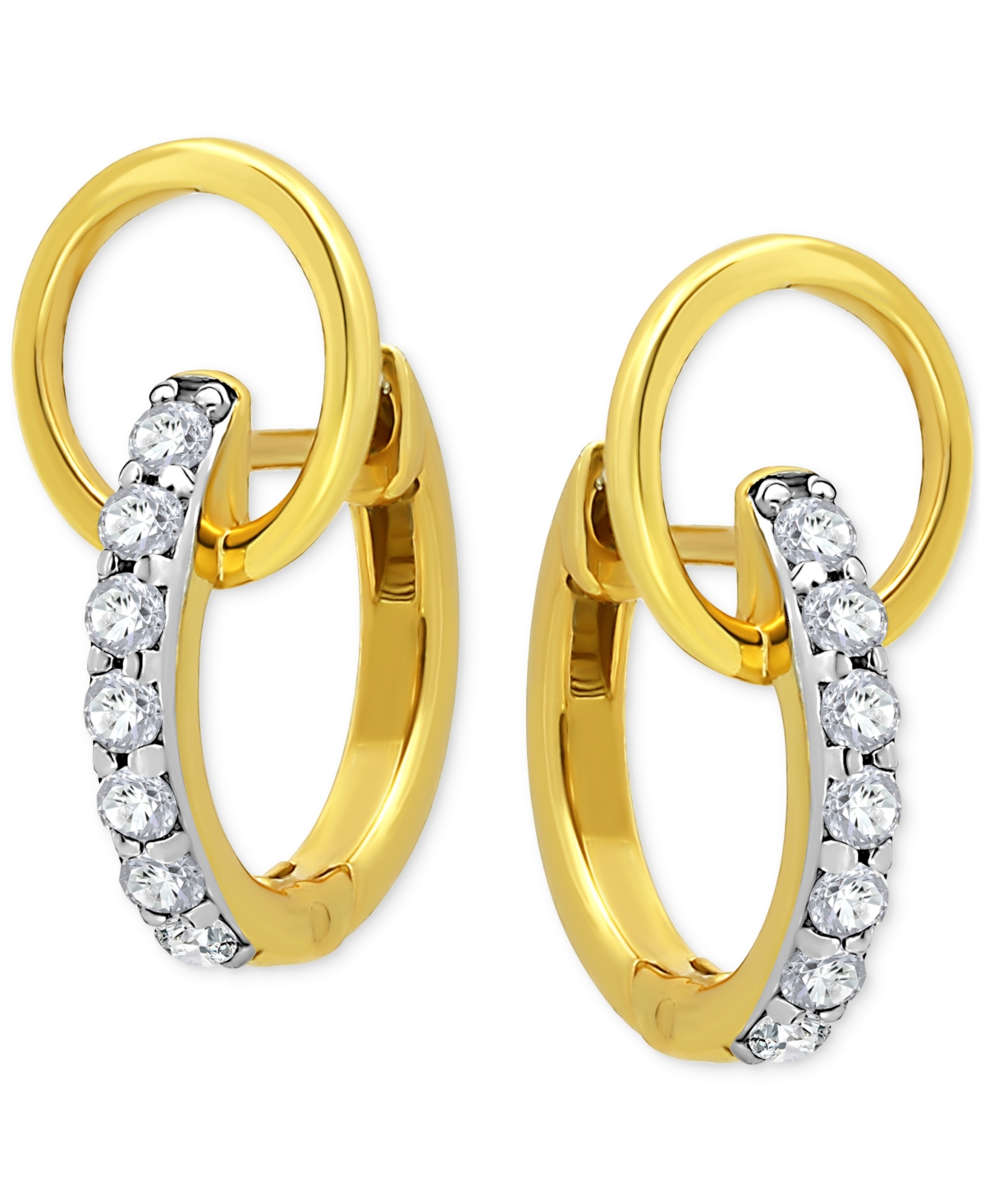 Giani Bernini Cubic Zirconia Interlocking Ring Hoop Earrings In 18k Gold-plated Sterling Silver, Created For Macy' In Twotone