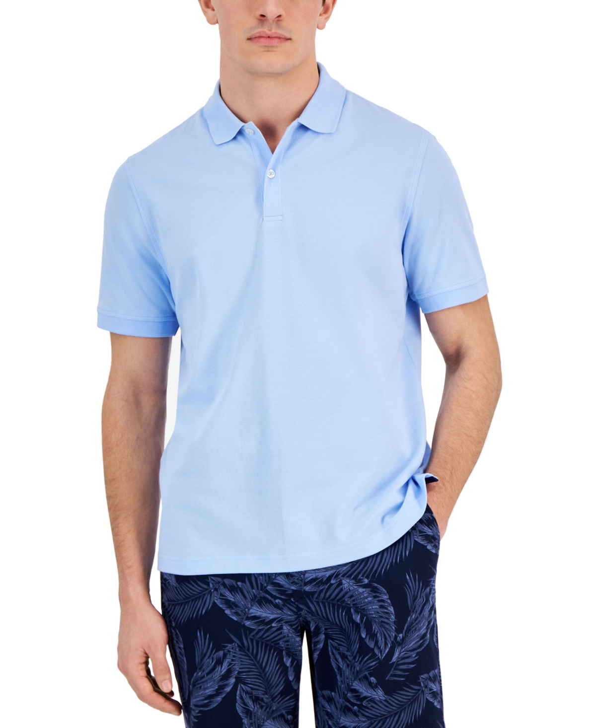 Club Room Men's Classic Fit Performance Stretch Polo, Created For Macy's In Pale Ink Blue