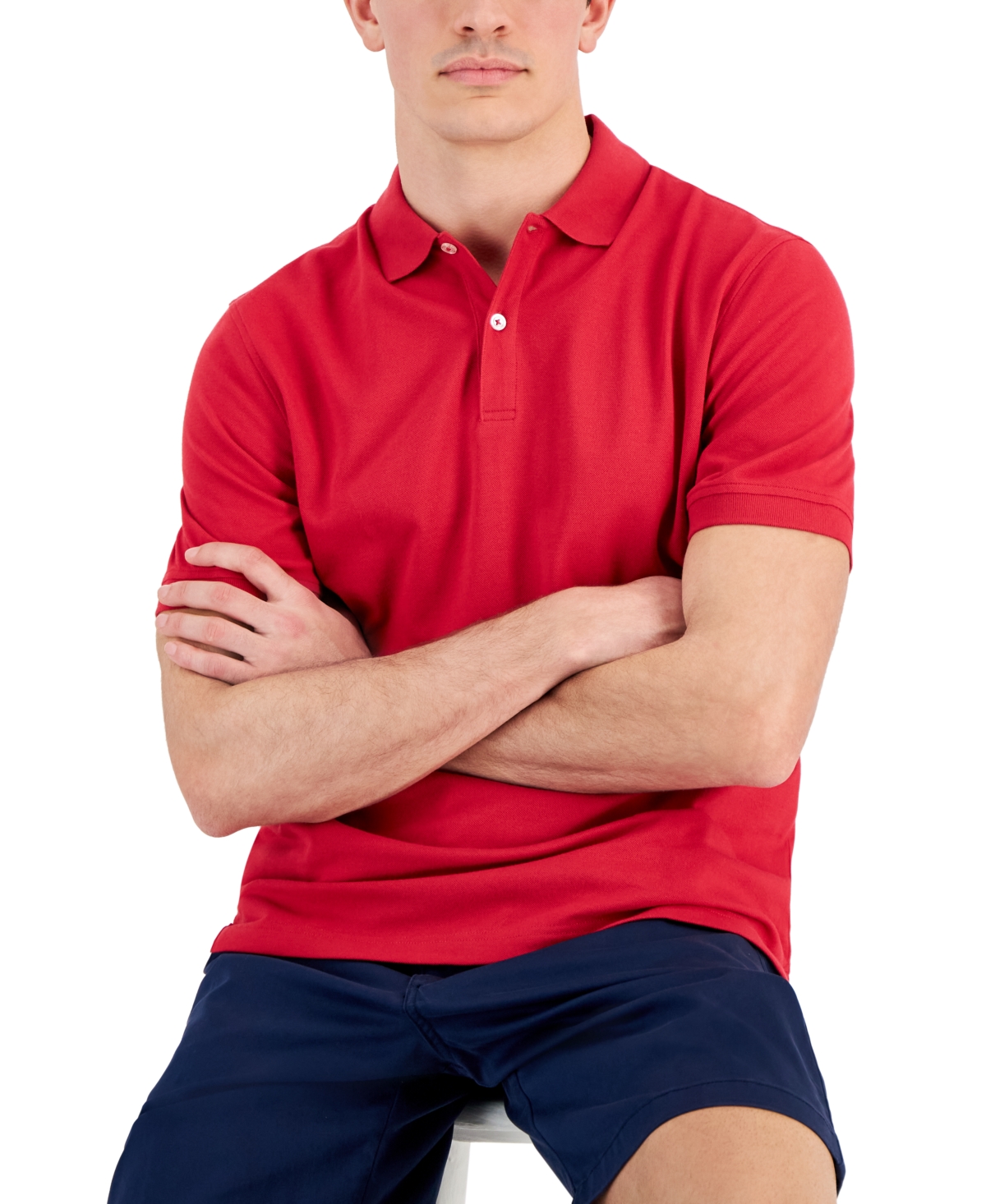 Club Room Men's Classic Fit Performance Stretch Polo, Created For Macy's In Red Zone