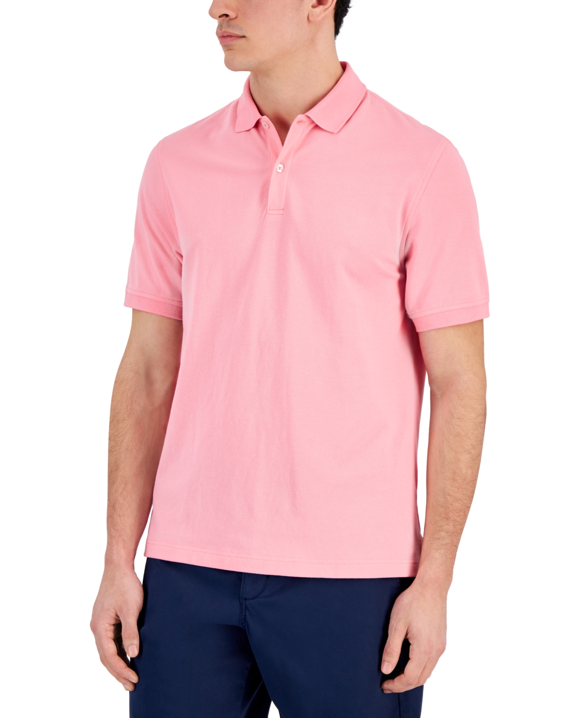 Club Room Men's Classic Fit Performance Stretch Polo, Created For Macy's In Bubble Gum Pink
