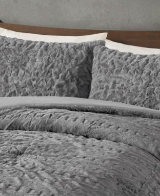 Blair Ruched 3-Pc. Faux Fur Comforter Set, King/California King