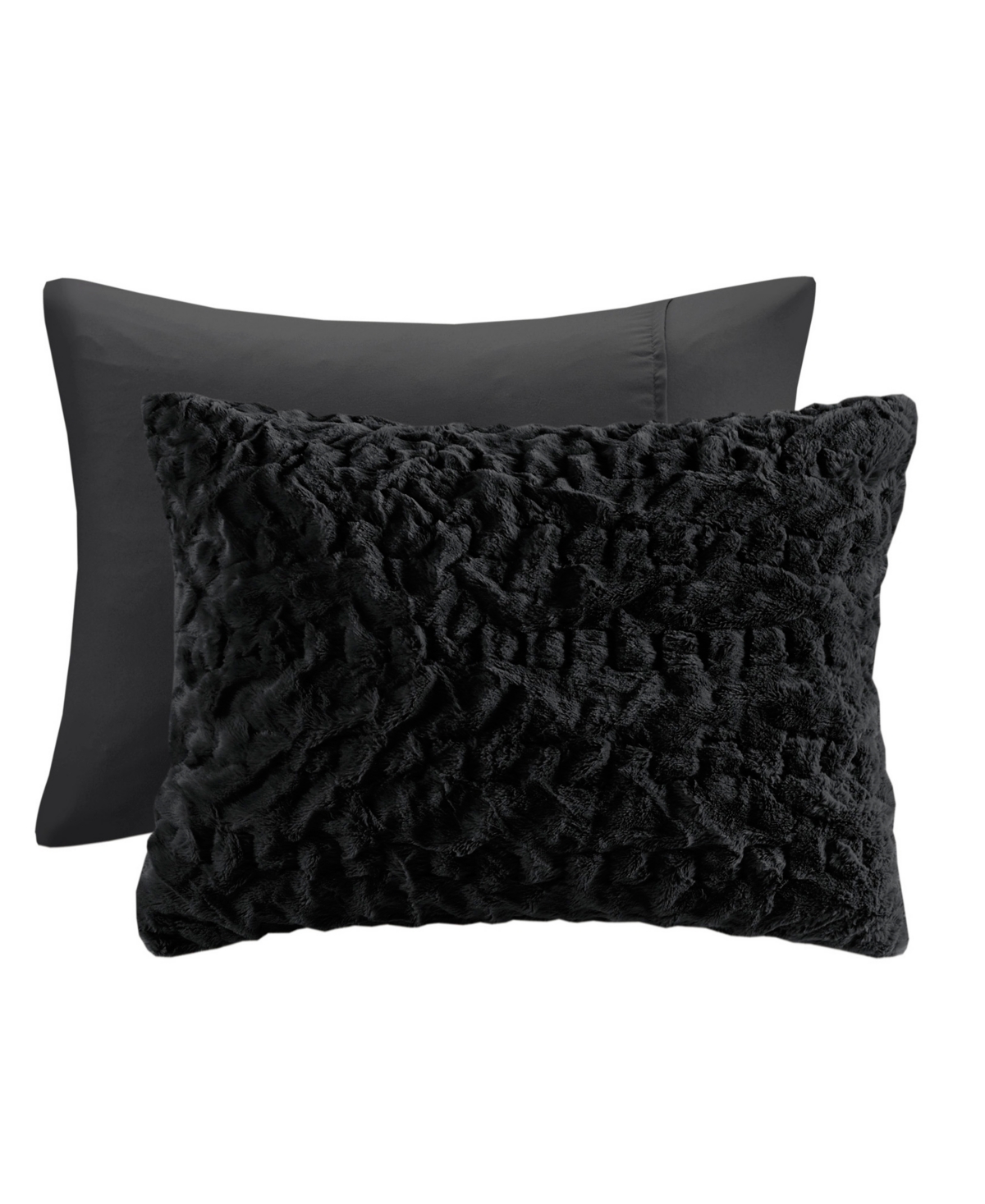 Shop Madison Park Blair Ruched 3-pc. Faux Fur Comforter Set, Full/queen In Black