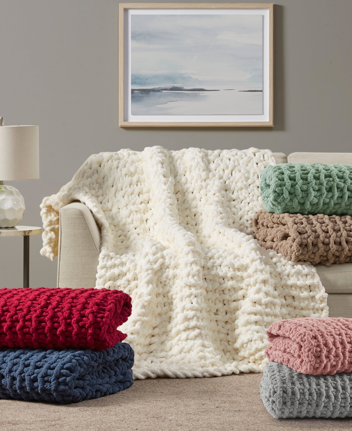 Shop Madison Park Chunky-knit Chenille Throw, 50" X 60" In Brown