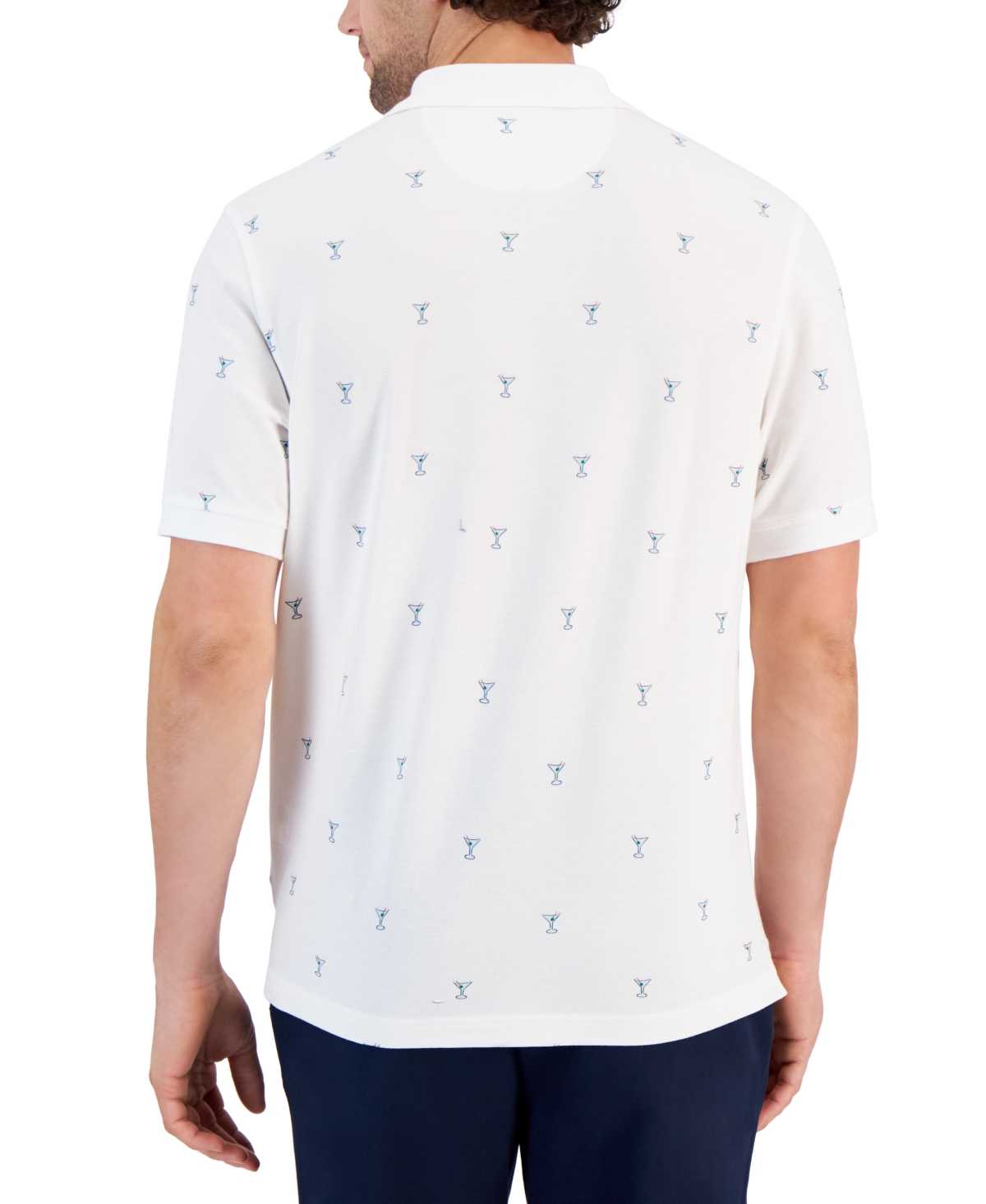 Shop Club Room Men's Martini Graphic Pique Polo Shirt, Created For Macy's In Bright White