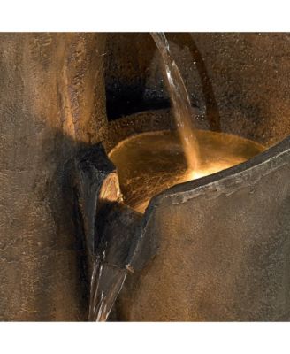 Sphere Curve 39 1/2" High Large Modern Zen Indoor Outdoor Decor Faux Stone Floor Fountain with Light LED