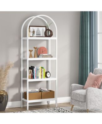 Tribe signs 4-Tier Open Bookshelf, 70.8" Industrial Arched Bookcase Storage Shelves with Metal Frame for Office, Bedroom, Living Room