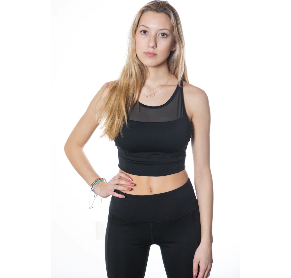 Mesh Sports Bra Top - Black