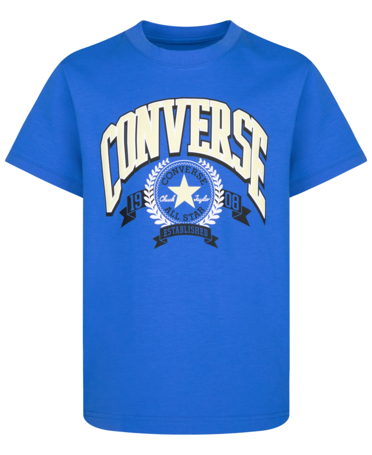 Converse Kids' Big Boys Knit Short Sleeve T-shirt In Blue Slushy