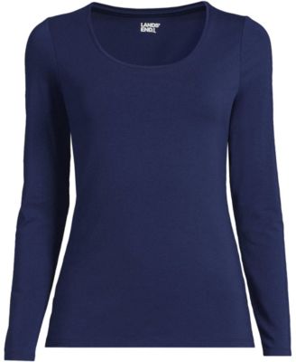 Women's Lightweight Jersey Skimming Long Sleeve Scoop Neck T-shirt