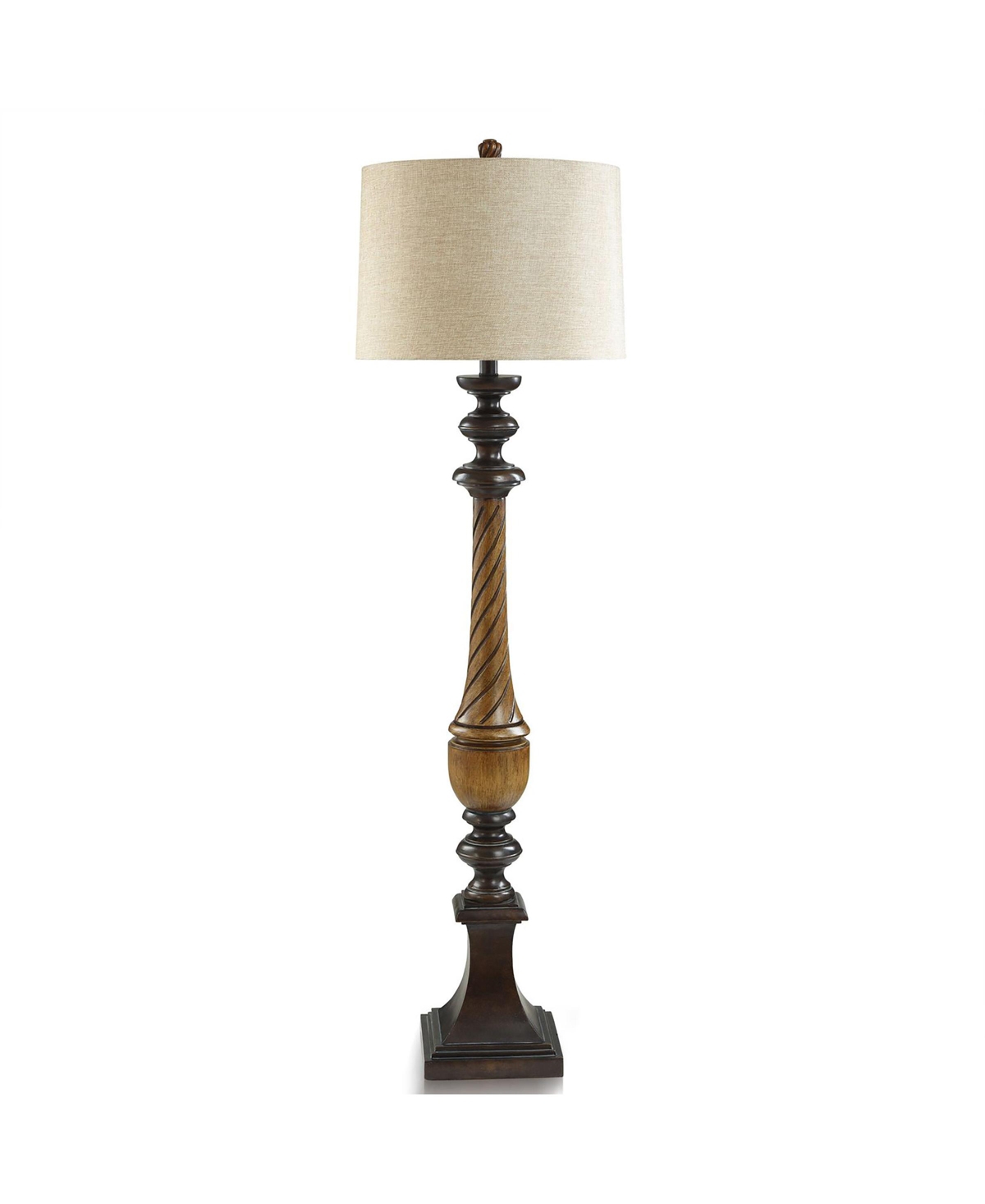 Stylecraft Home Collection 64.5" Toffeewood Traditional Two Tone Swirled Floor Lamp In Faux Brown Wood,oil Rubbed Bronze