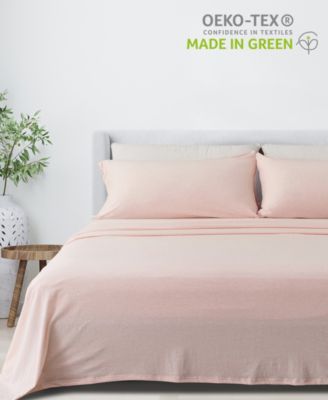 Heathered Melange T-shirt Jersey Knit Cotton Blend 4 Piece Sheet Set, Queen