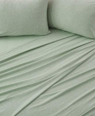Heathered Melange T-shirt Jersey Knit Cotton Blend 4 Piece Sheet Set, Twin XL