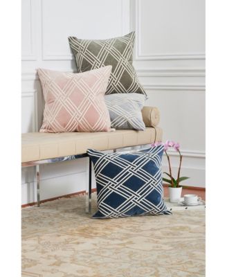 Mavis Rosewood Embroidered Velvet Diamond Accent Throw Pillow, 20" x 20"