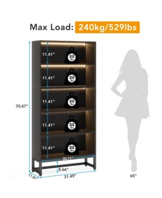 Tall Bookcase and Bookshelf, 70.8” Large Bookcases Organizer with 5-Tier Storage Shelves for Living Room, Bedroom, Office