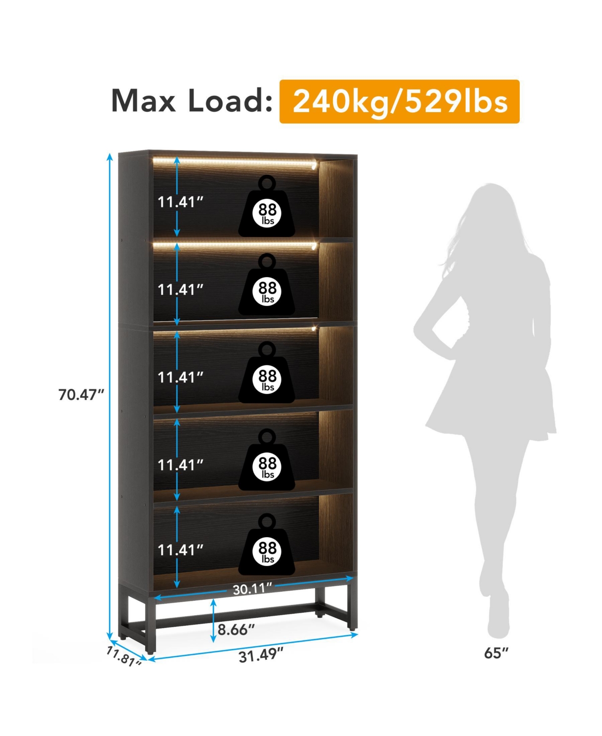 Tribe signs Tall Bookcase and Bookshelf, 70.8