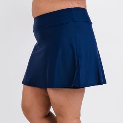 Plus Size Chlorine Resistant High Waisted Mini Swim Skirt With Shorts