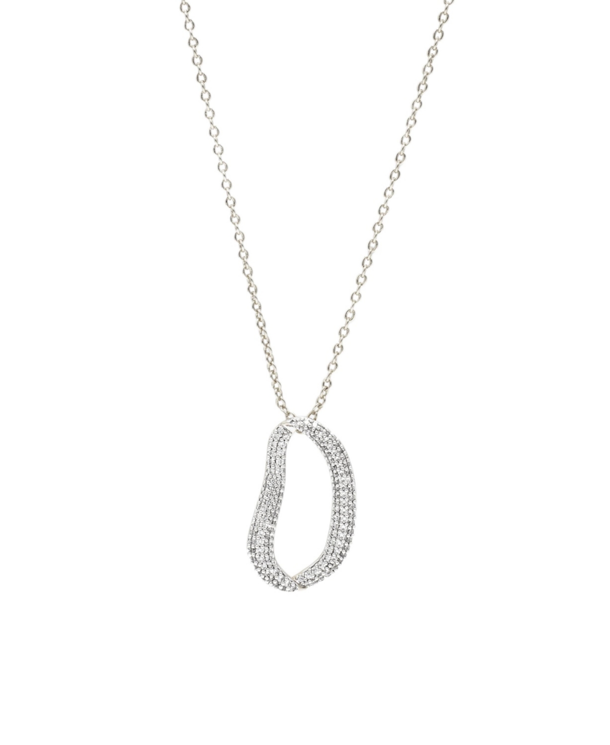 Infinity Pave Irregular Hoop Pendant Necklace - Silver