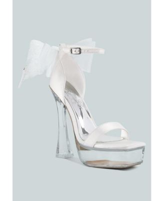 Womens Kiri Satin Clear High Heeled Bow Sandals