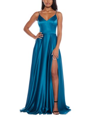 B Darlin Juniors' V-Neck Satin Gown, Created for Macy's - Macy's