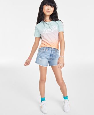 Levi's Big Girls Logo Graphic T-Shirt High-Rise Denim Shorts