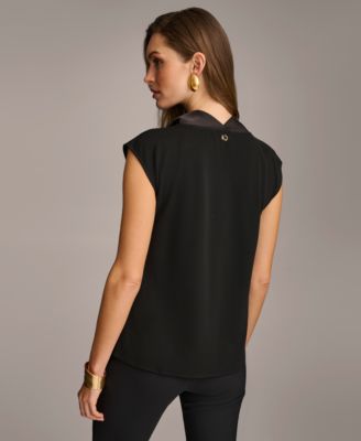 Women's Cowl-Neck Cap-Sleeve Top
