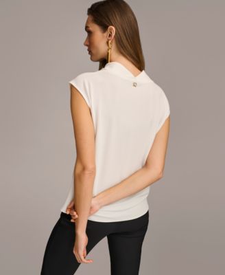 Women's Cowl-Neck Cap-Sleeve Top