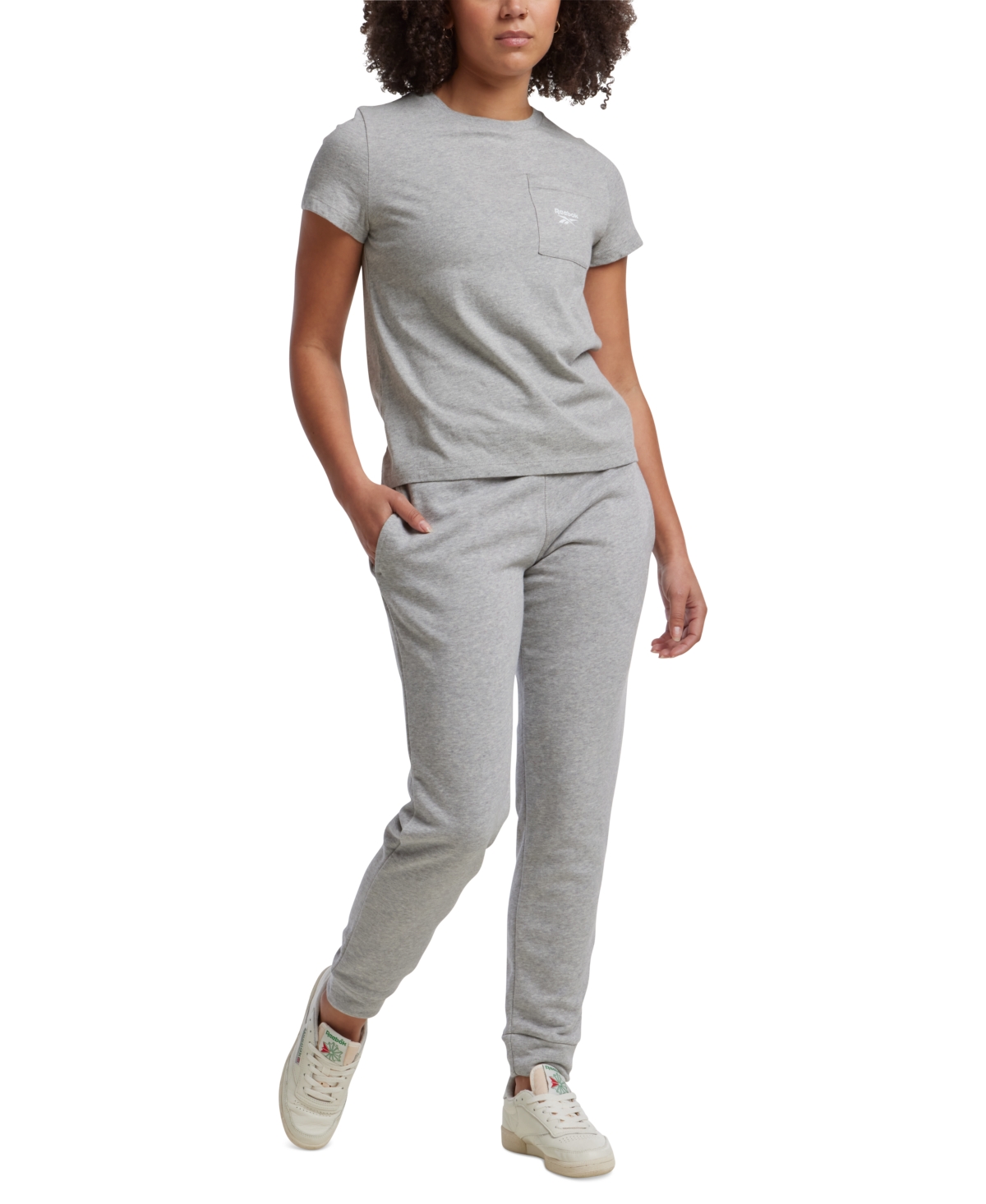 Reebok Women's Active Small-Logo Pocket Cotton T-Shirt