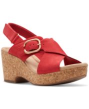Clarks womens red sandals sale