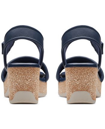 Sandalias Mujer Clarks Clarks Emmalae Iris - Sandalias Tacón Cuña Mujer Cuero Genuino Calzado Mujer Comfort Plantilla