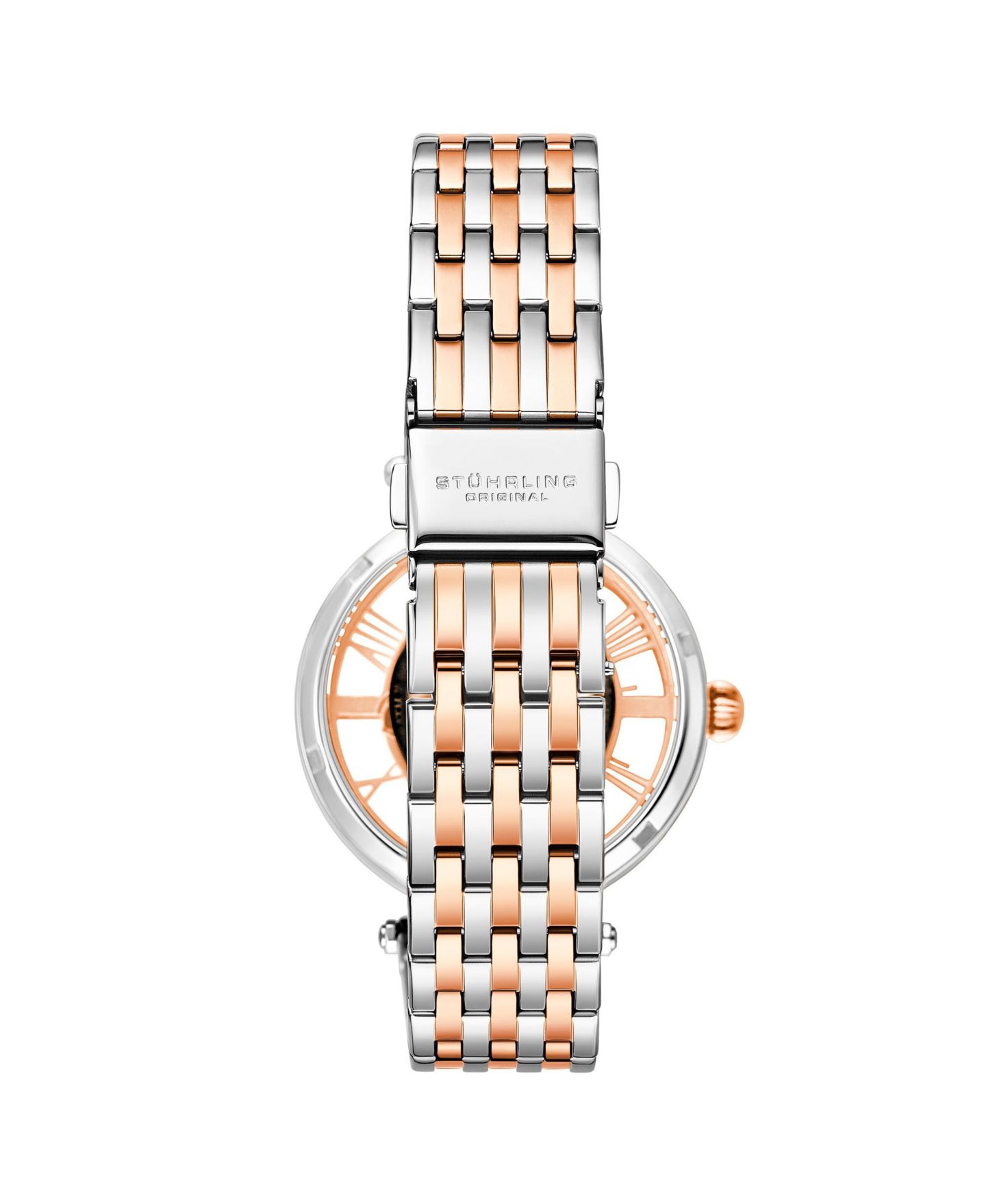 Женские часы Stuhrling 3944 Delphi Women s Automatic Skeleton Watch 38mm, Silver-tone, Crystal Bezel, Roman Numerals, Stainless Steel Bracelet, цвет: Розовый золотой — фото 2