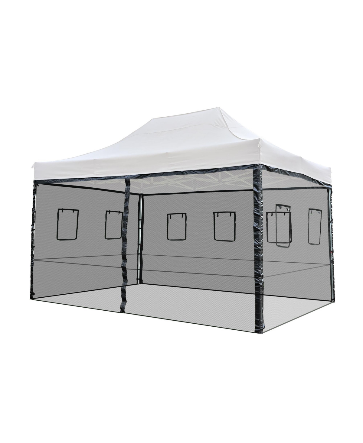 4 Mesh Sidewalls for 15x10 Ft Pop Up Canopy Tent with Windows Food Vendor Fair - Natural