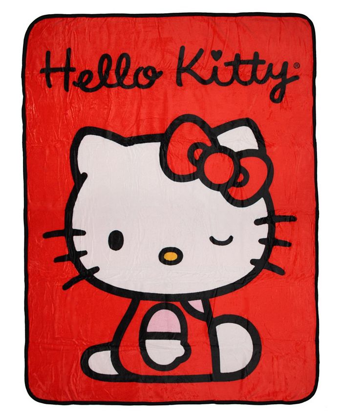 Sanrio Hello Kitty Blanket Winking Hello Kitty Plush Fuzzy Fleece