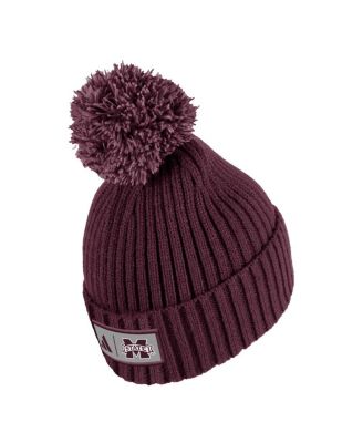 Men's Maroon Mississippi State Bulldogs Modern Ribbed Cuffed Knit Hat with Pom