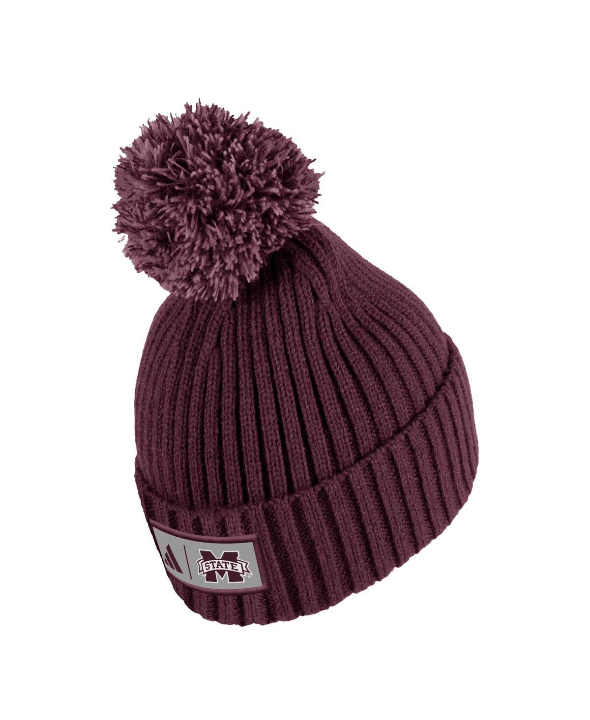 ADIDAS ORIGINALS MEN'S ADIDAS MAROON MISSISSIPPI STATE BULLDOGS MODERN RIBBED CUFFED KNIT HAT WITH POM