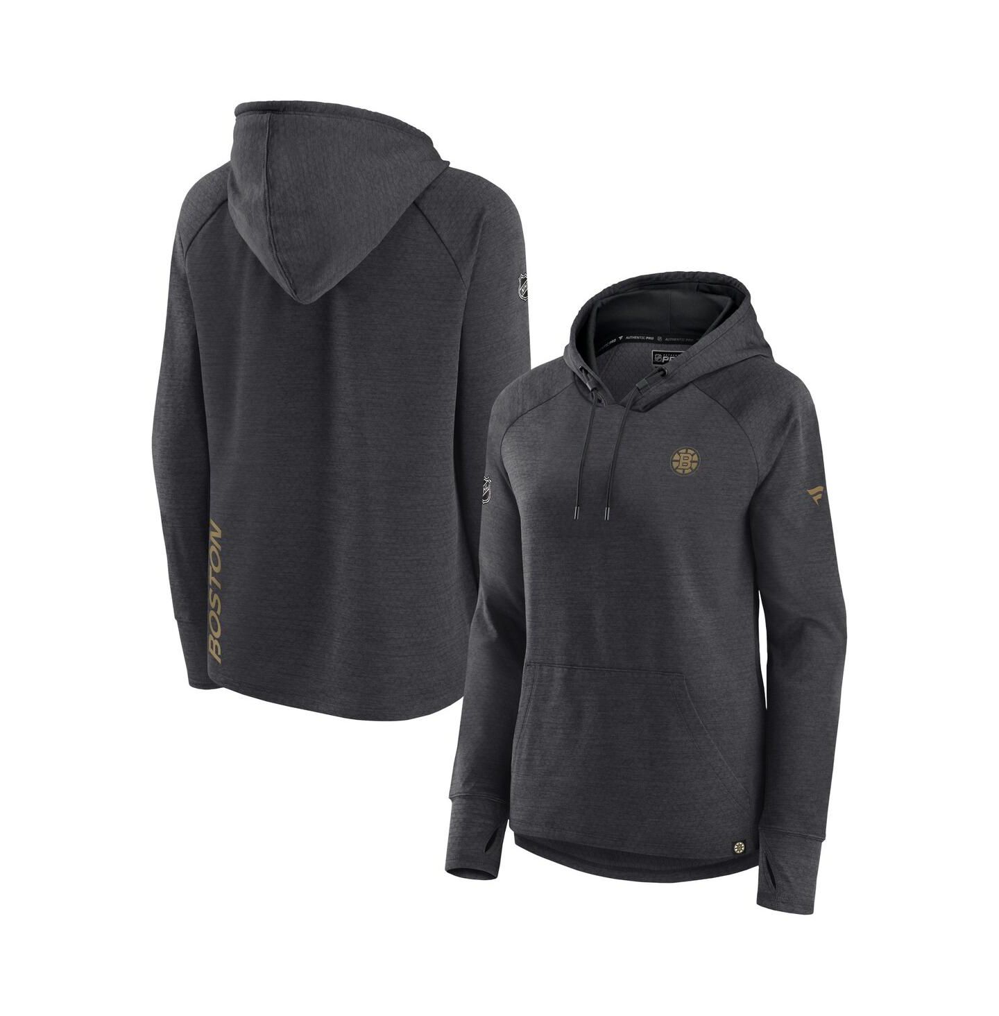 Женское худи Fanatics Heather Charcoal Boston Bruins Authentic Pro Pullover — фото 1