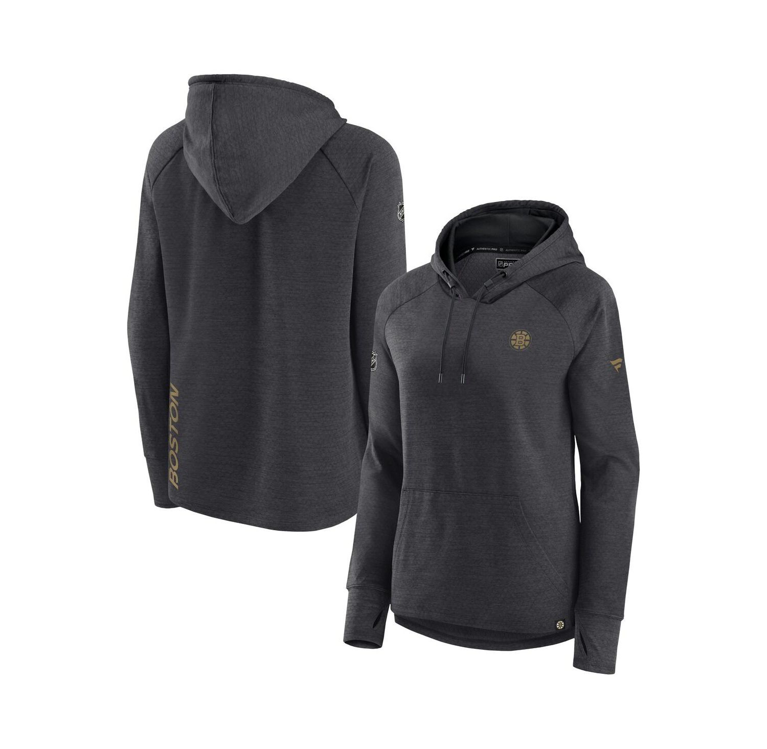 Women's Heather Charcoal Boston Bruins Authentic Pro Pullover Hoodie