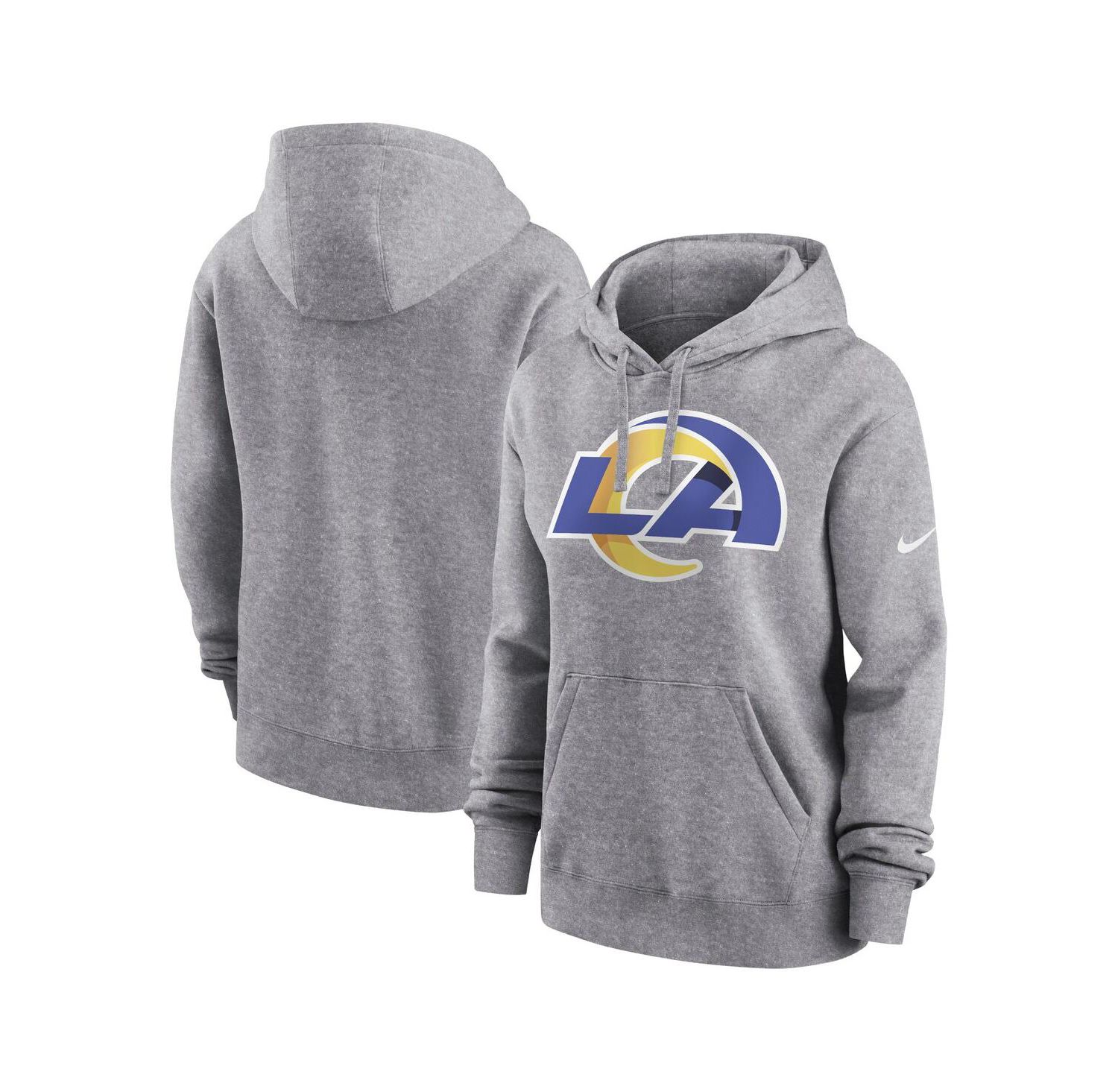 Women's Heather Gray Los Angeles Rams Team Logo Club Fleece Pullover Hoodie