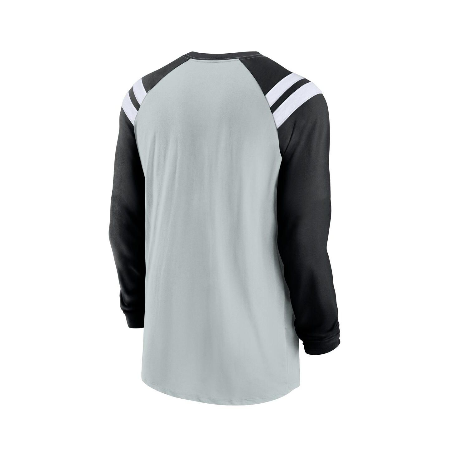 Мужская футболка Nike Silver, Black Las Vegas Raiders Classic Arc Raglan Tri-Blend Long Sleeve — фото 3