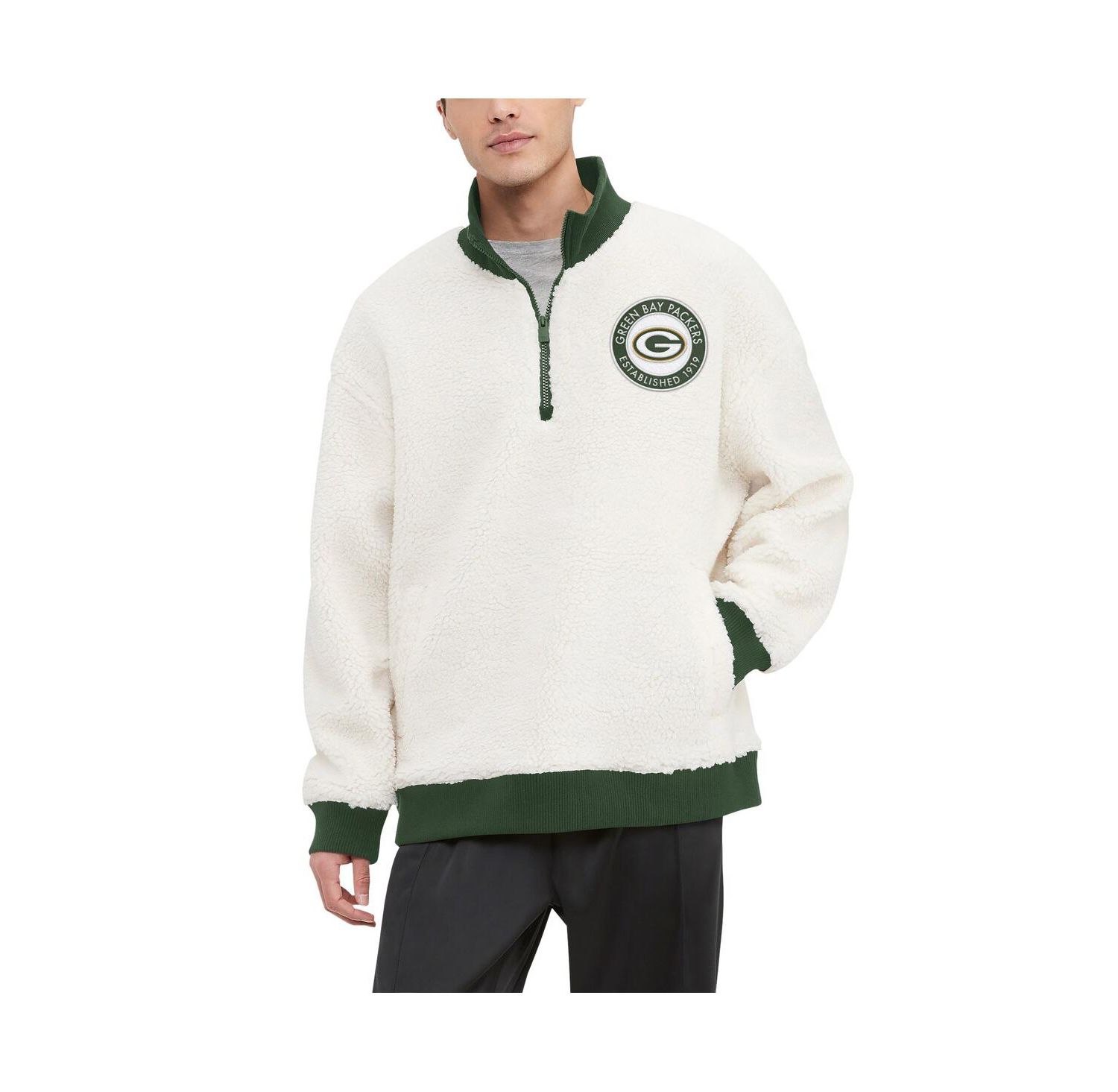 Men's Cream Green Bay Packers Jordan Sherpa Quarter-Zip Sweatshirt
