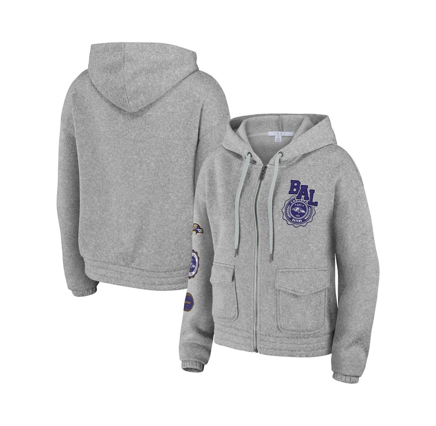 Women's Heather Gray Baltimore Ravens Full-Zip Hoodie