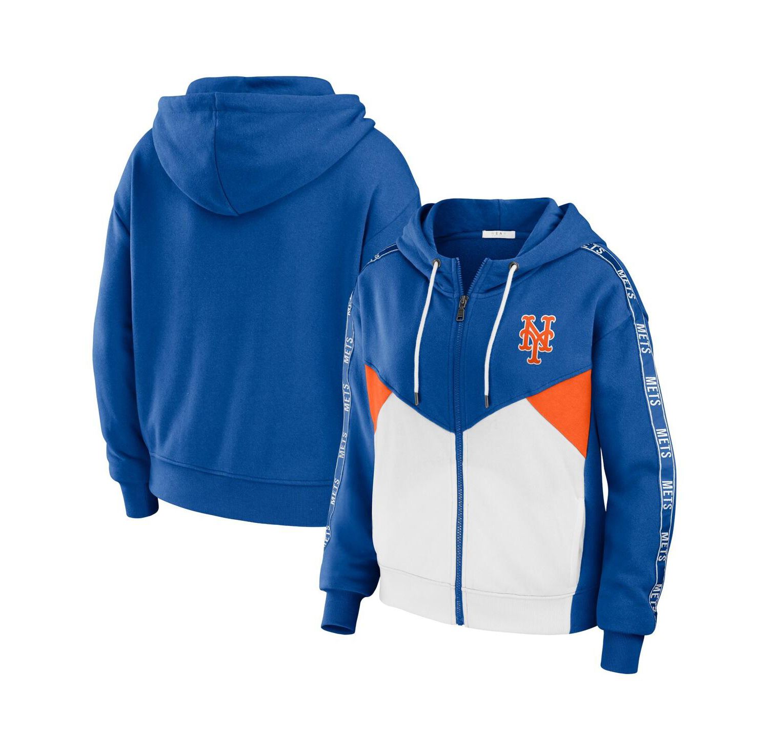 Women's Royal, White New York Mets Color Block Full-Zip Hoodie