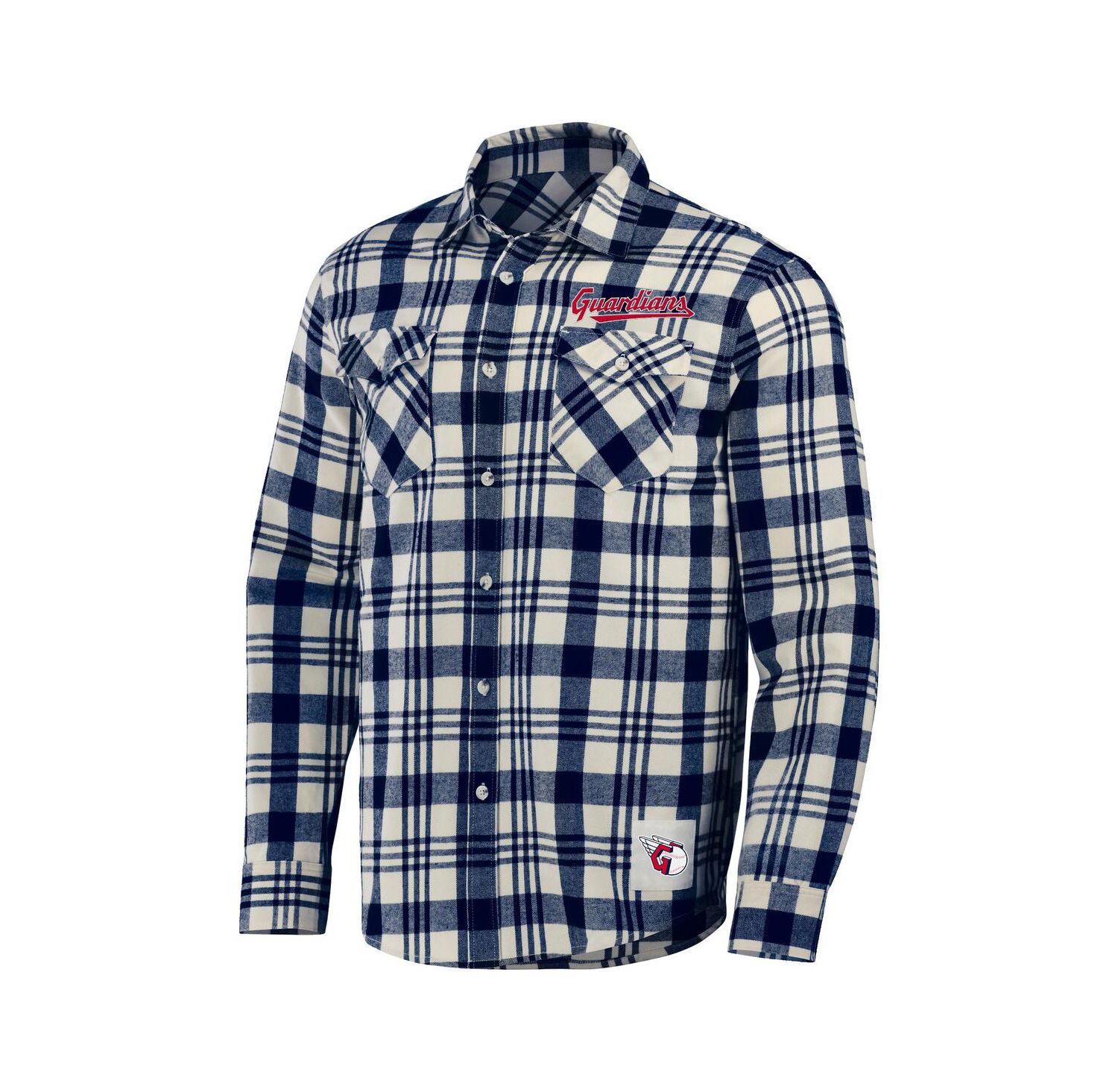 Men's Darius Rucker Collection by Navy Cleveland Guardians Plaid Flannel Button-Up Shirt
