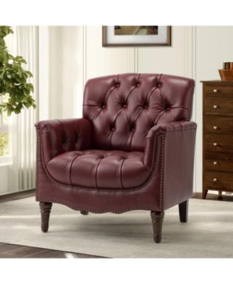 Sucher Modern Retro Wooden tufted Accent chair with Nailhead Trim