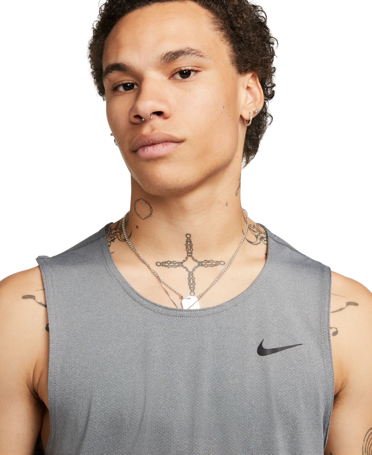 Nike Men's Ready Relaxed-Fit Dri-fit Fitness Tank, Regular & Big & Tall -htr/(black)