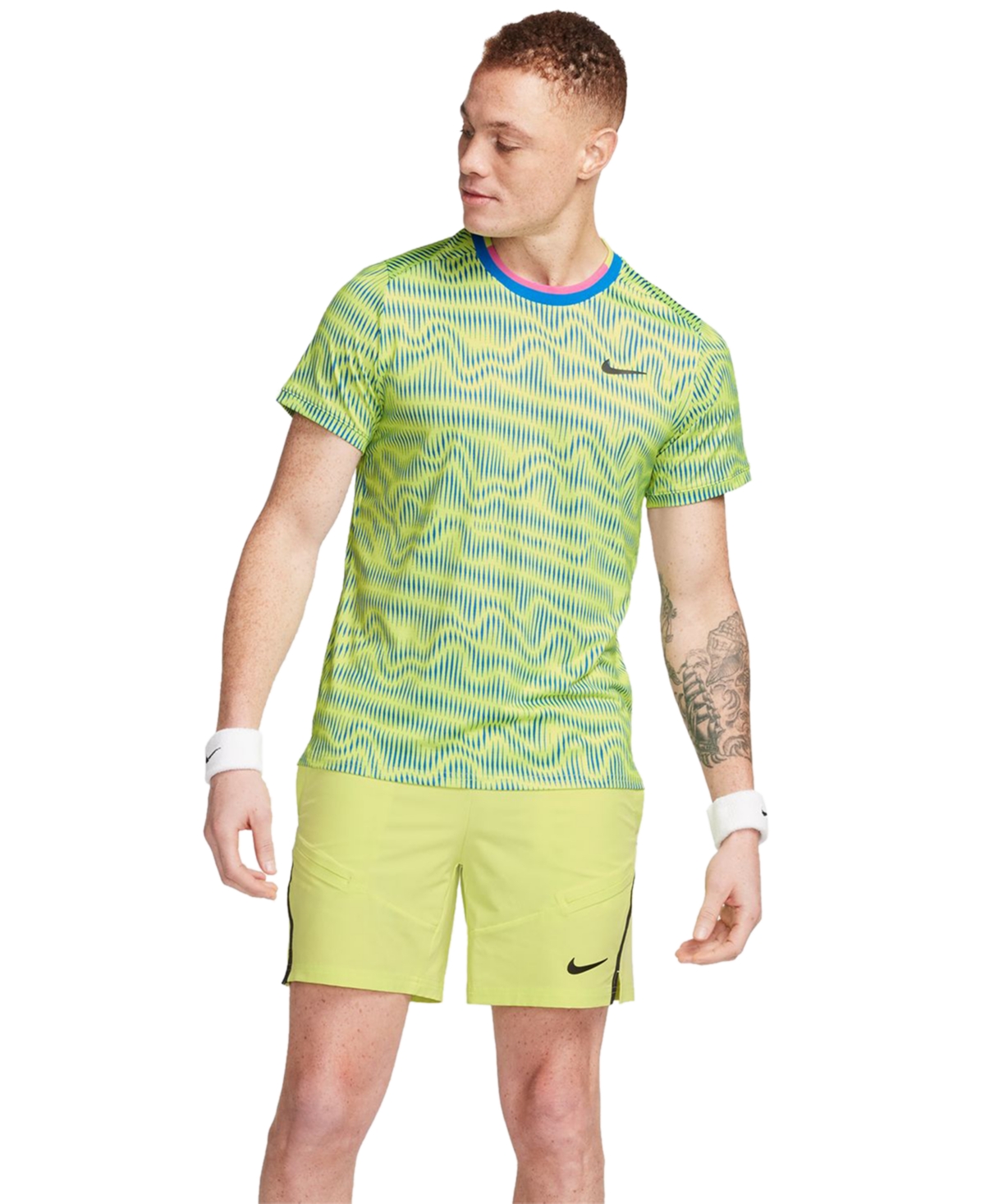 Nike Men's Court Advantage Dri-fit Tennis T-Shirt -lt Photo Blue/playful Pin