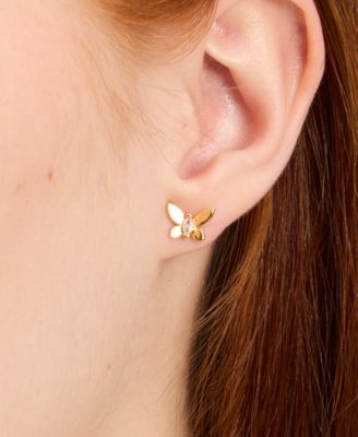 thumbnail image 2 of 18k Gold Filled Square 5mm CZ Stud Earrings – Colorful Cubic Zirconia – Butterfly Posts 2 of 4
