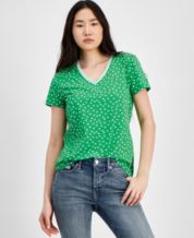 Tommy Hilfiger Womens T-Shirt Split Neck Short Sleeve Tee Casual