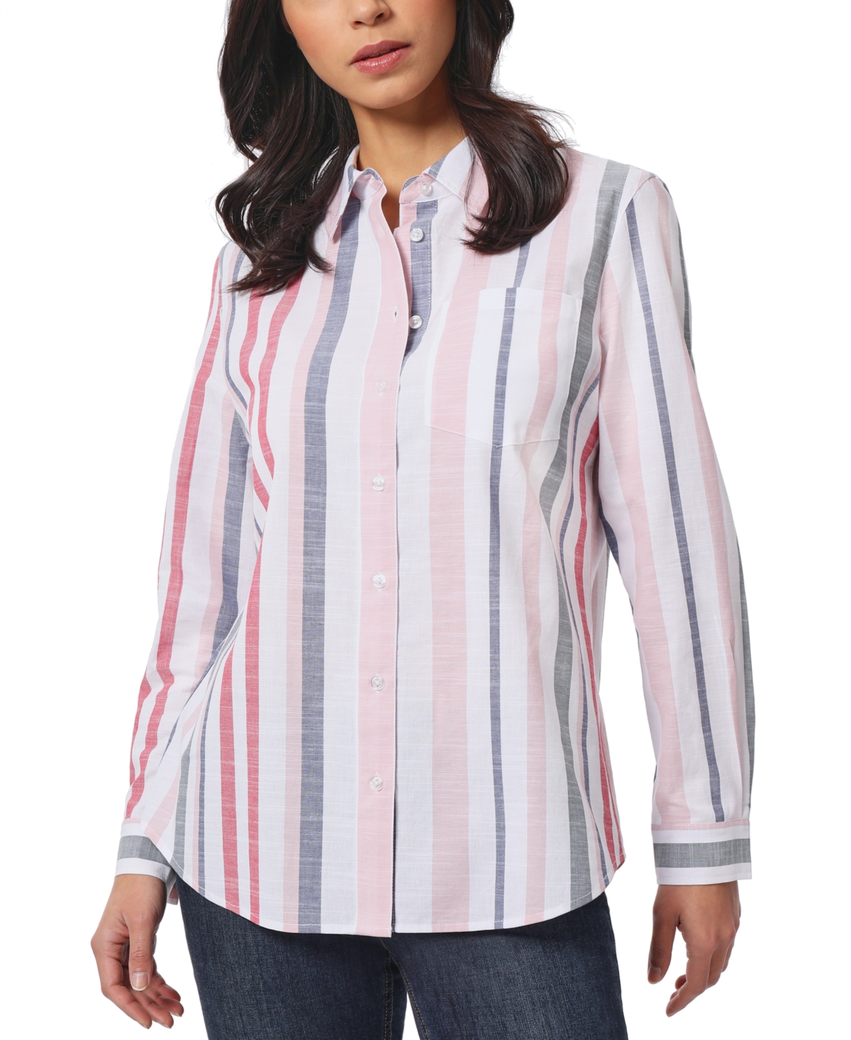 Women's Cotton Striped Shirt - Pacific Navy Multi