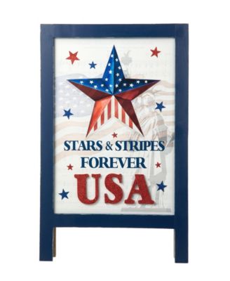 24" H Patriotic, Americana Wooden Easel Porch Decor